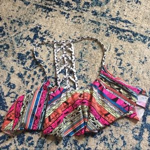 Victoria Secret PINK Aztec flounce swim top M